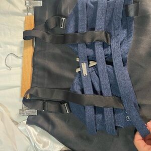 Navy Strappy Knit Crop Top with Black Straps